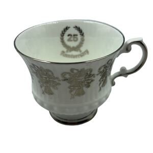 Elizabethan Staffordshire Hand Decorated 25th Anniversary Bone China Tea Cup